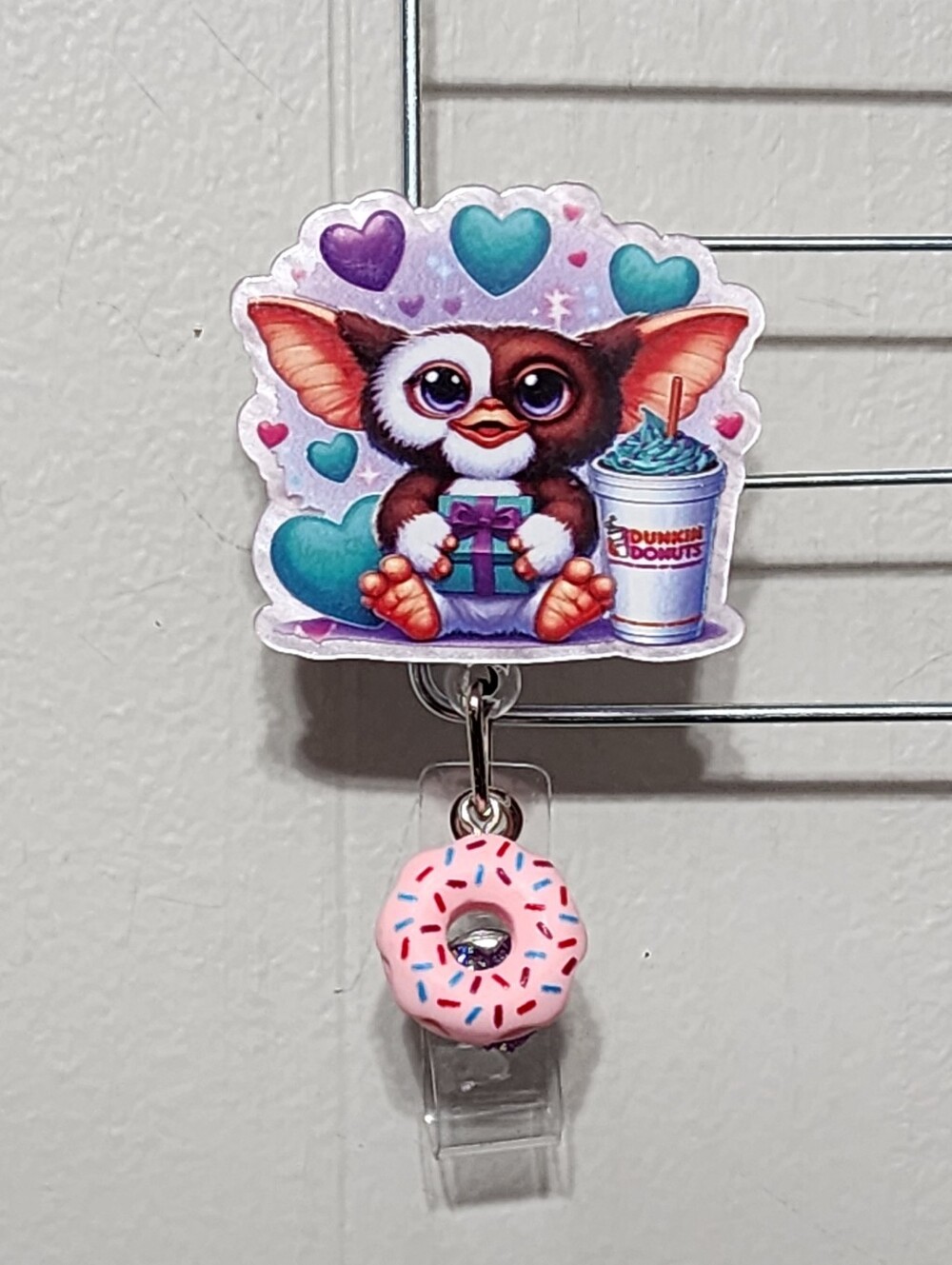 Coffee Donuts Badge Reel Alligator Clip Retractable ID Holder Badge Clip Gift